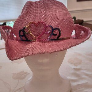 Pink paper hat, Tiara cowgirl accessory. EUC